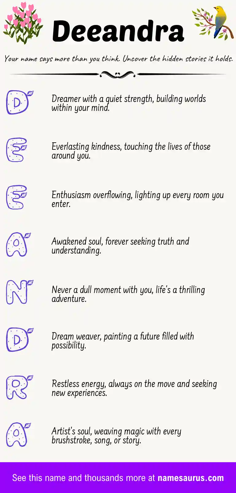 Acrostic poem about Deeandra.