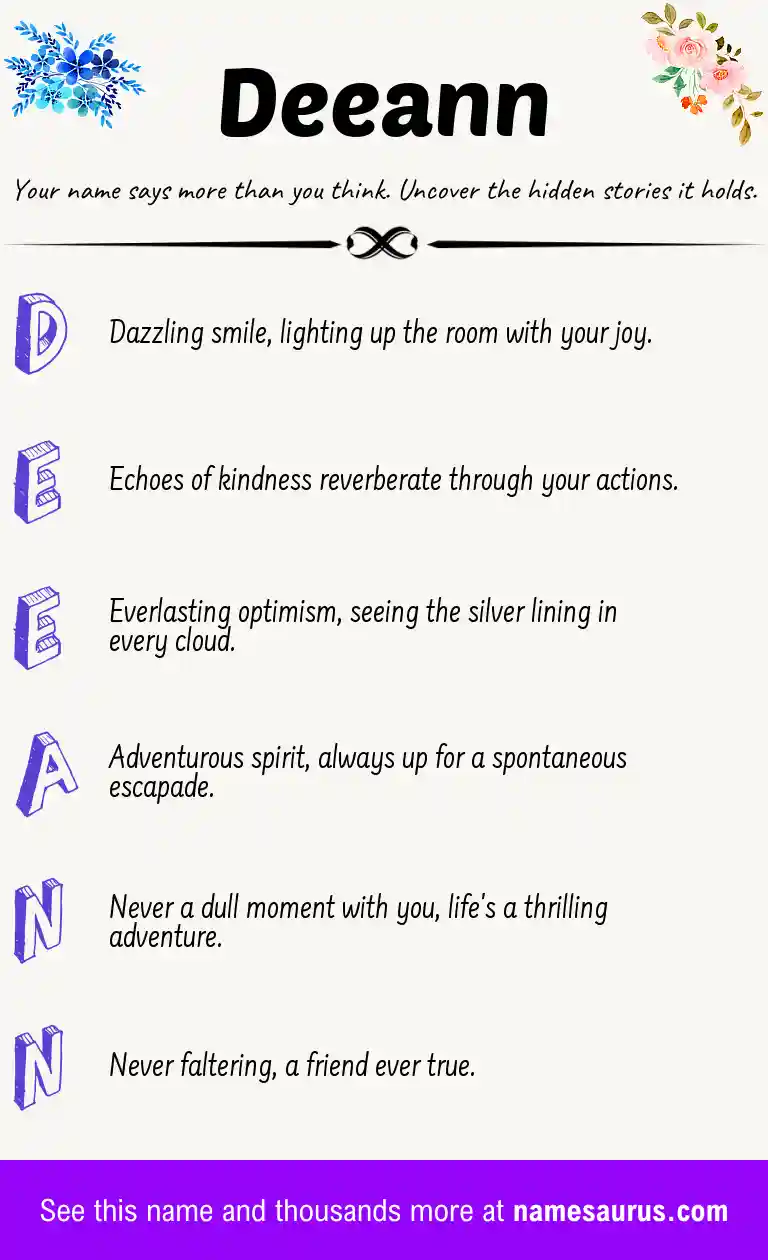 Acrostic poem about Deeann.