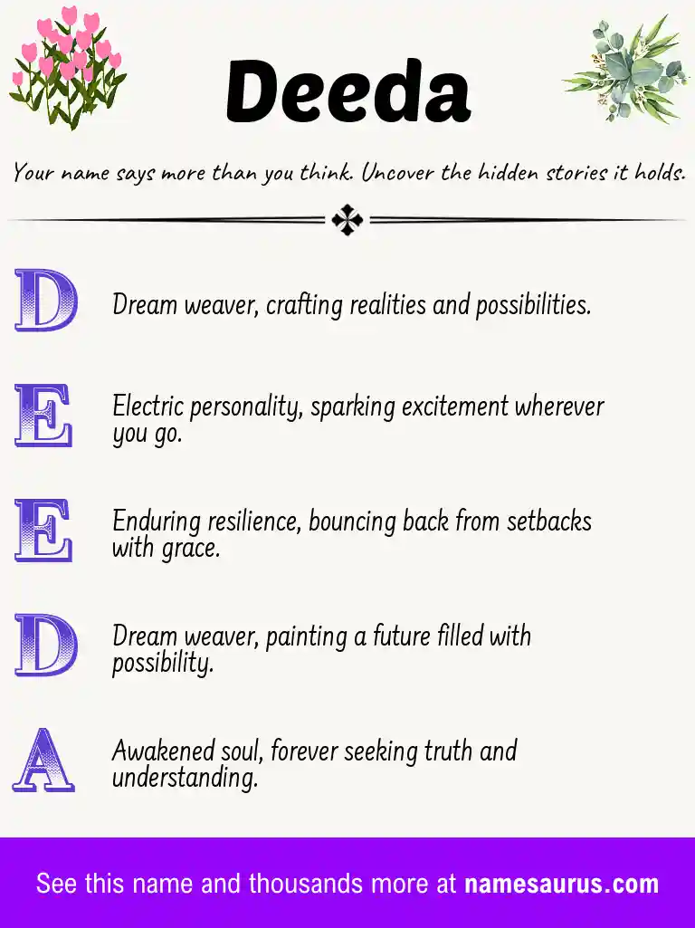 Acrostic poem about Deeda.