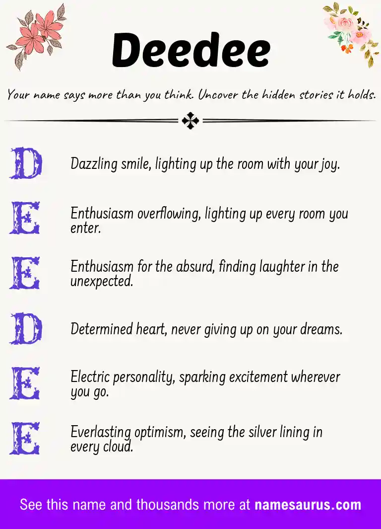 Acrostic poem about Deedee.