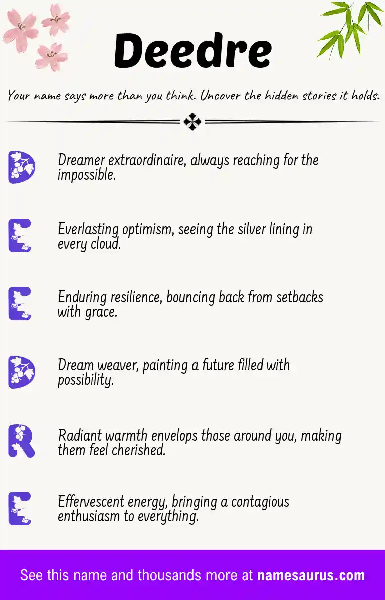 Acrostic poem about Deedre.