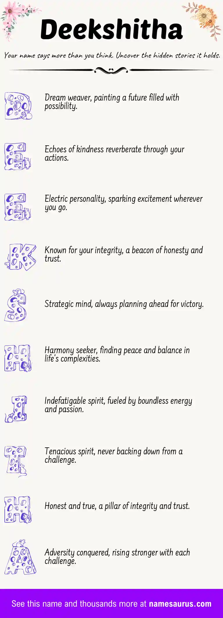 Acrostic poem about Deekshitha.
