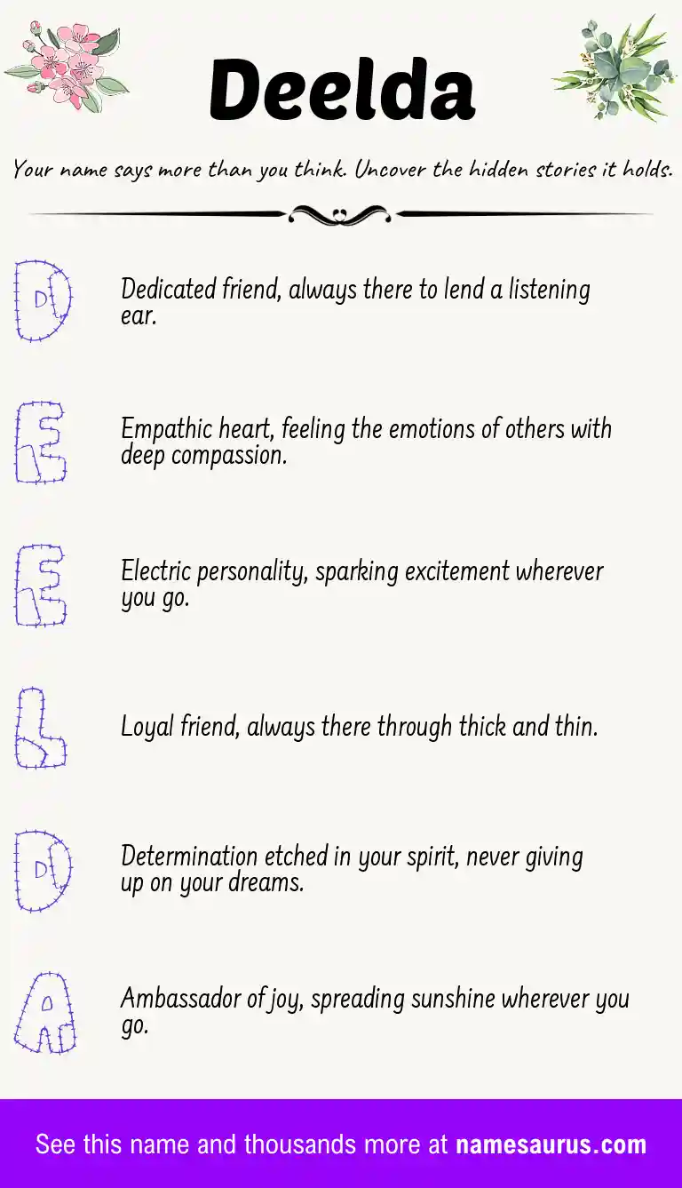 Acrostic poem about Deelda.