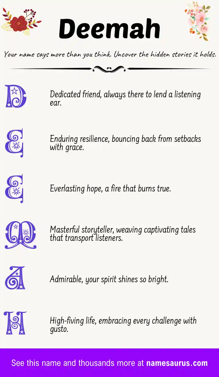 Acrostic poem about Deemah.