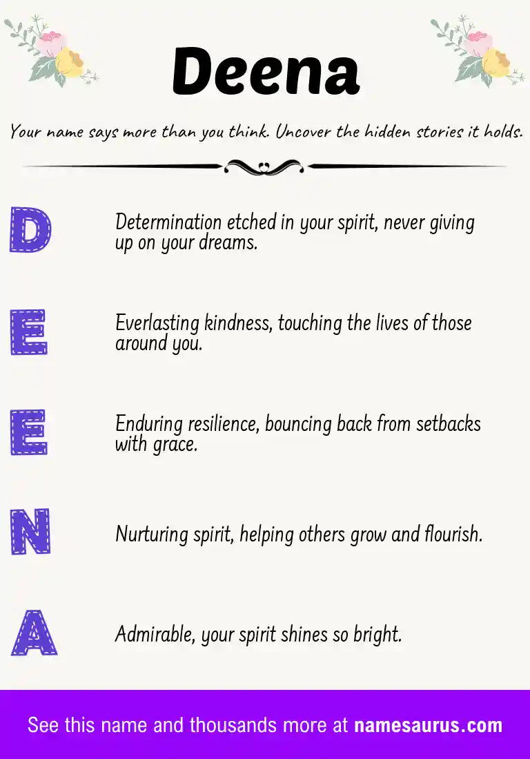 Acrostic poem about Deena.