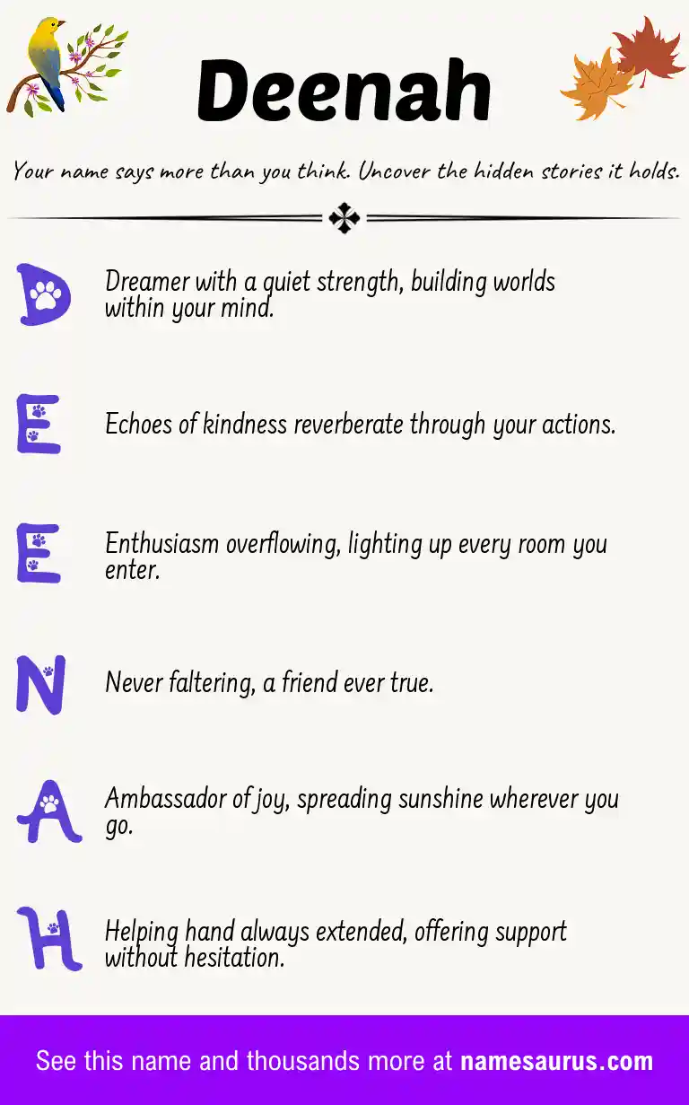 Acrostic poem about Deenah.