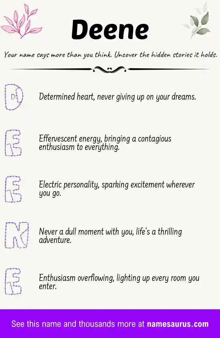 Acrostic poem about Deene.