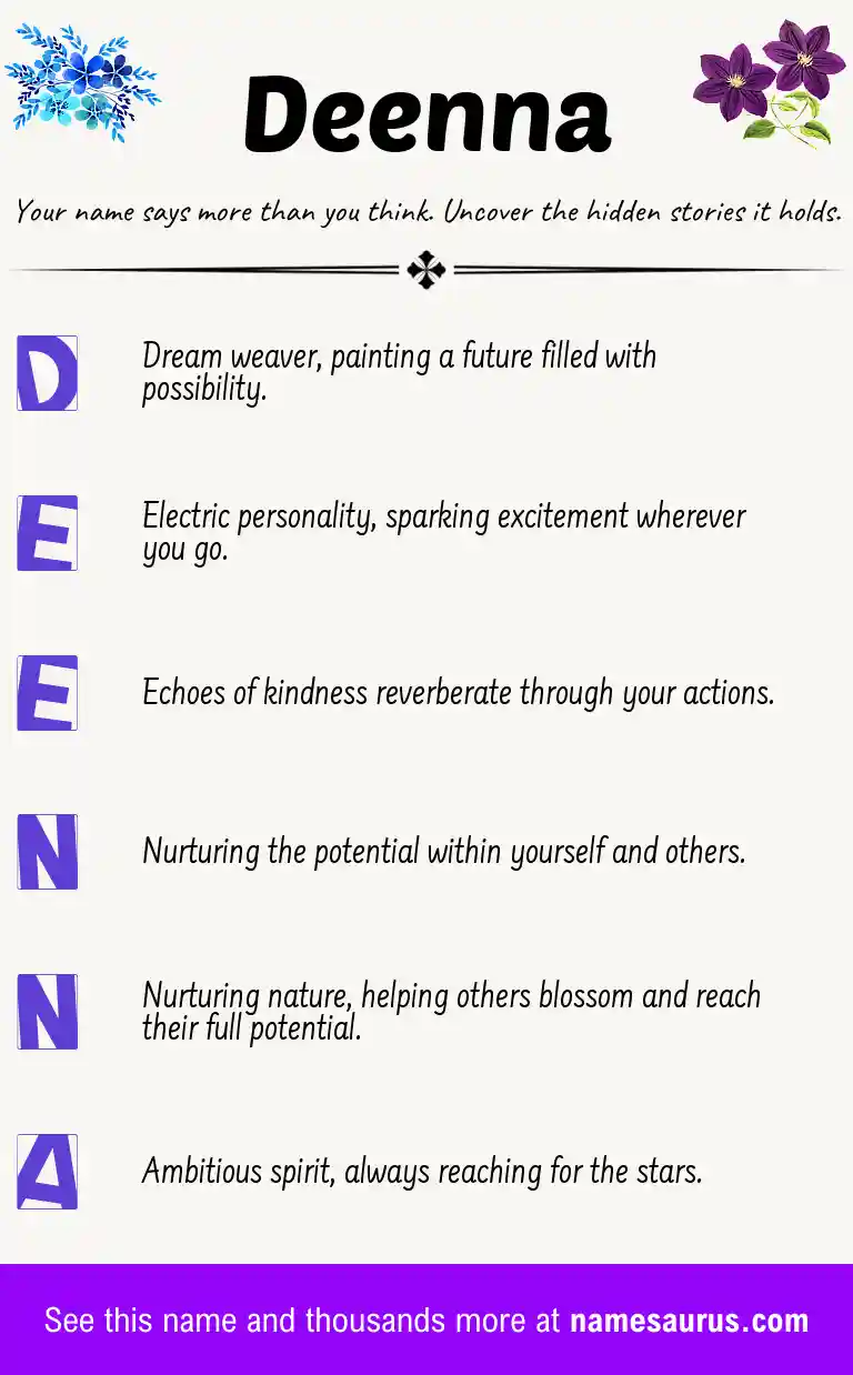 Acrostic poem about Deenna.