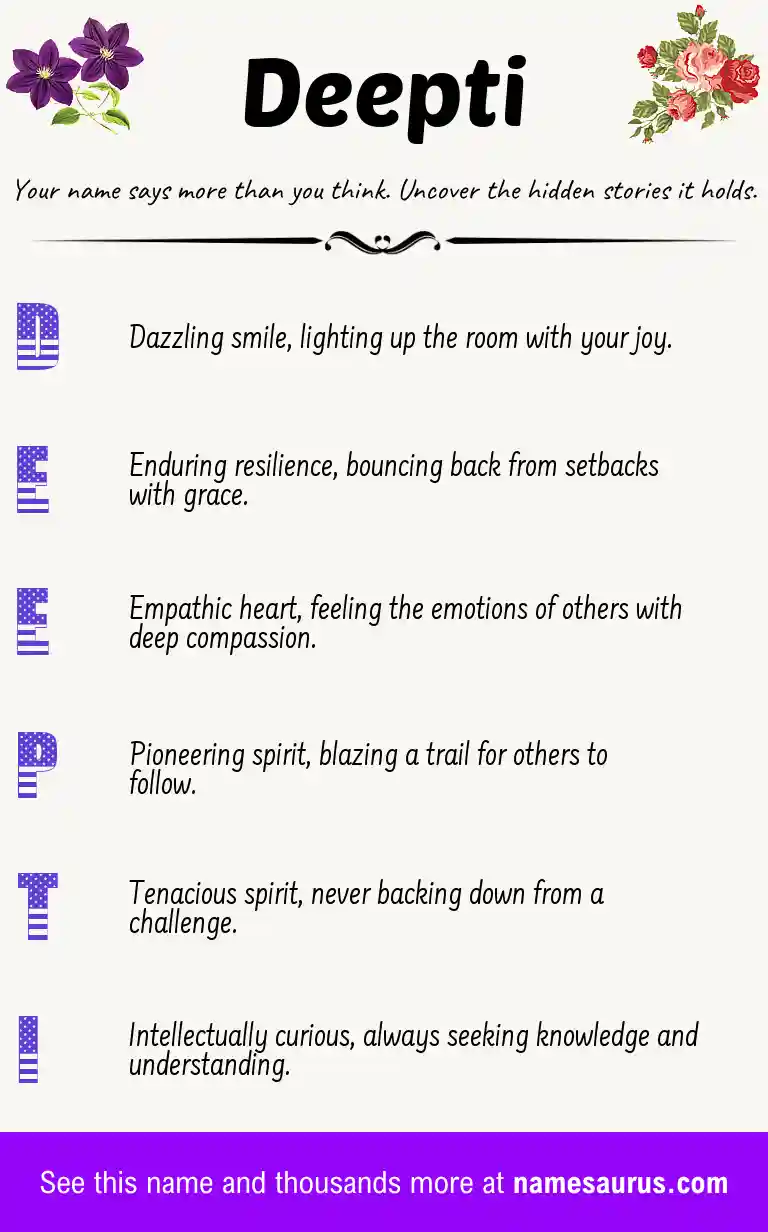 Acrostic poem about Deepti.