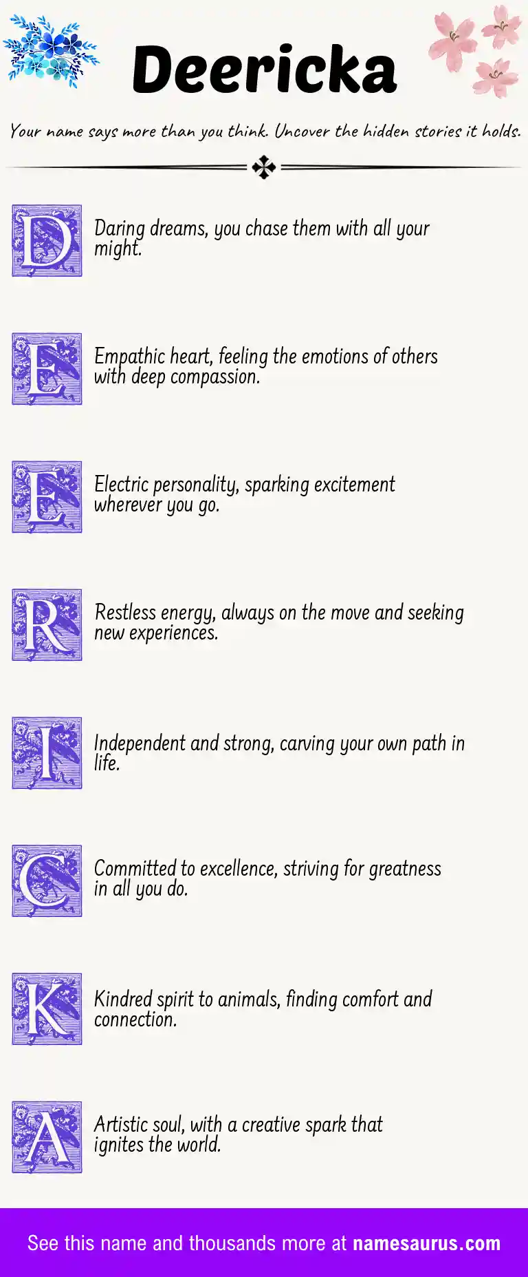 Acrostic poem about Deericka.