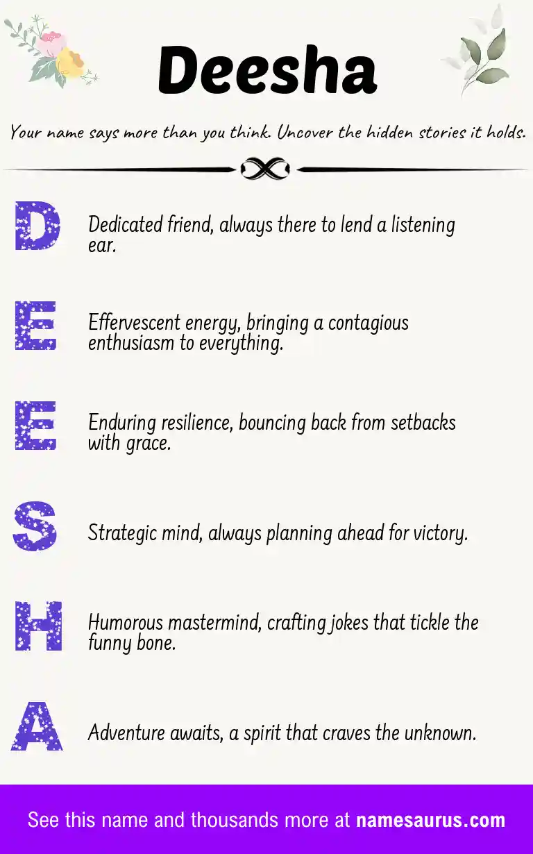 Acrostic poem about Deesha.