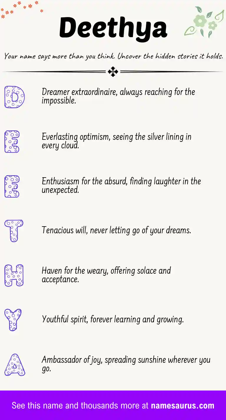 Acrostic poem about Deethya.