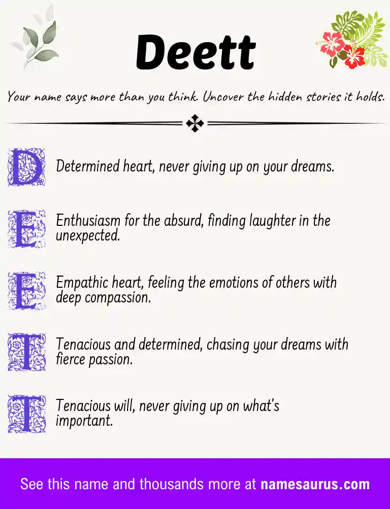 Acrostic poem about Deett.