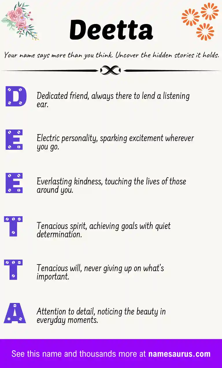 Acrostic poem about Deetta.