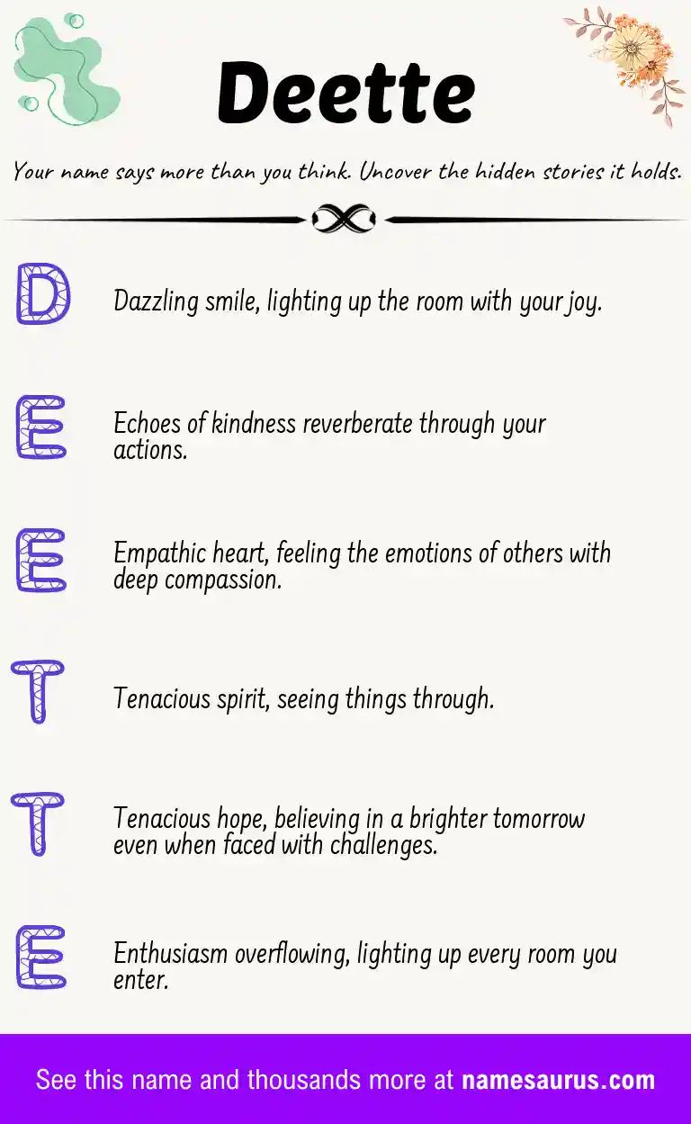 Acrostic poem about Deette.