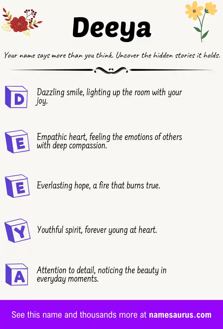 Acrostic poem about Deeya.