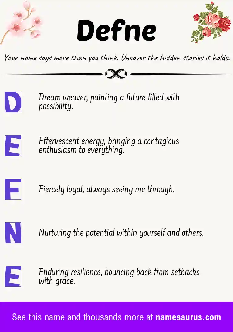 Acrostic poem about Defne.