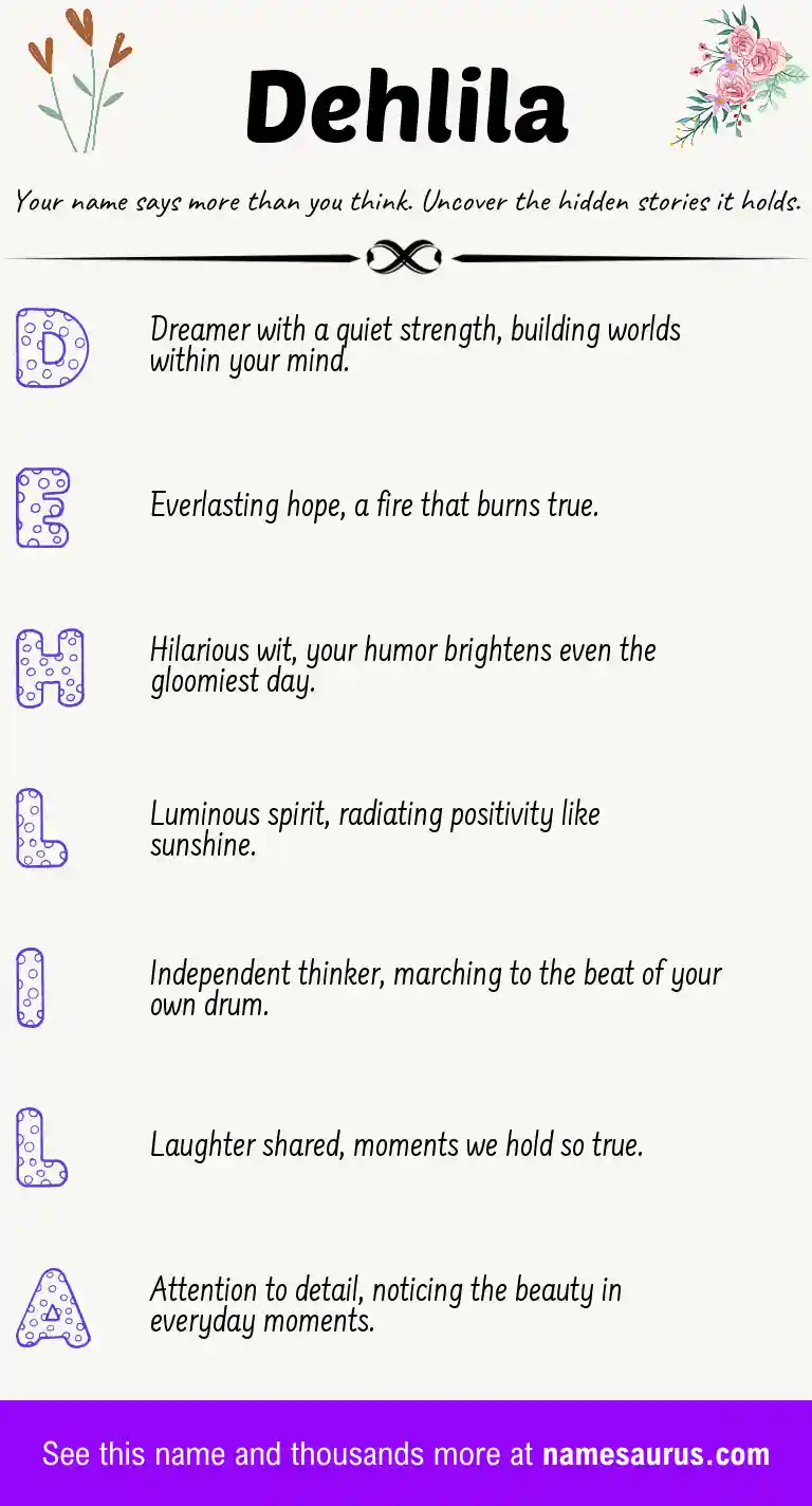 Acrostic poem about Dehlila.