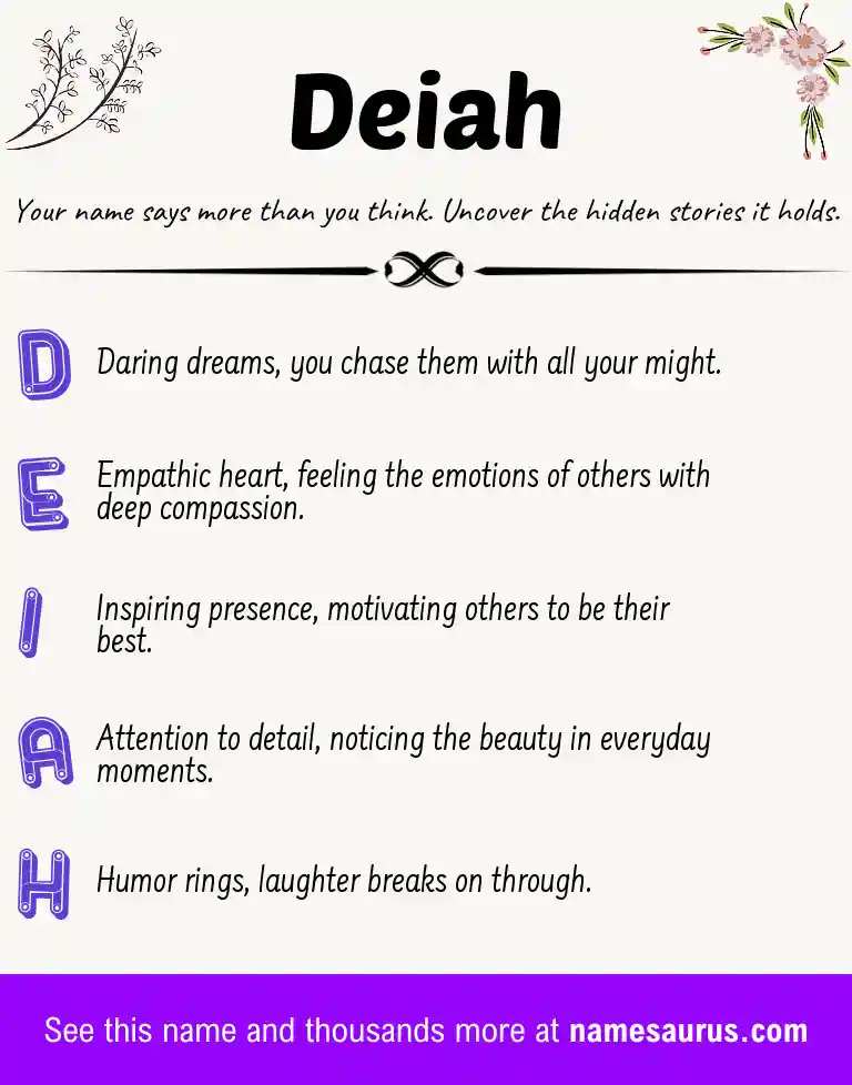 Acrostic poem about Deiah.
