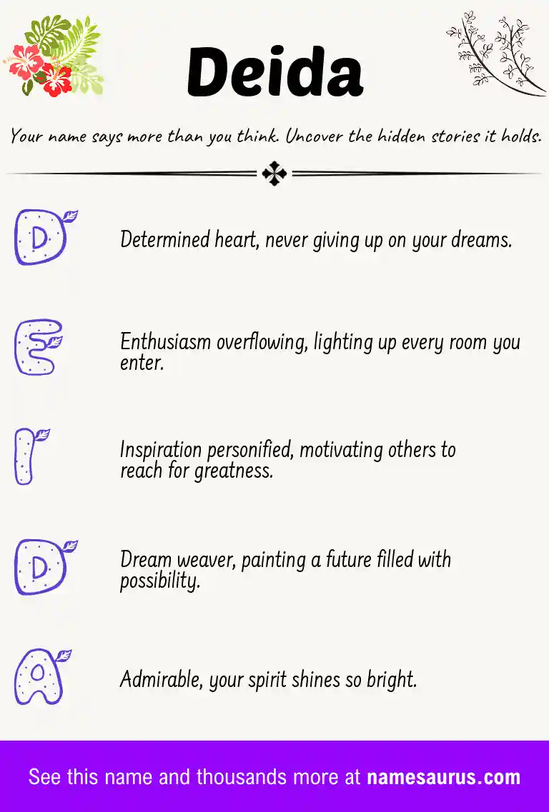 Acrostic poem about Deida.