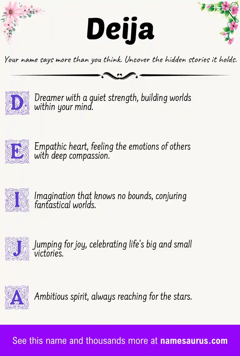 Acrostic poem about Deija.