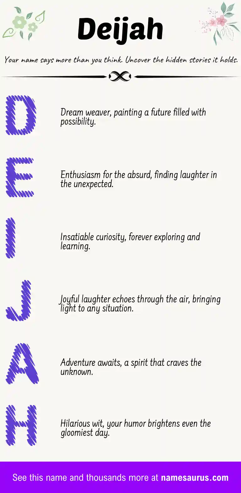 Acrostic poem about Deijah.
