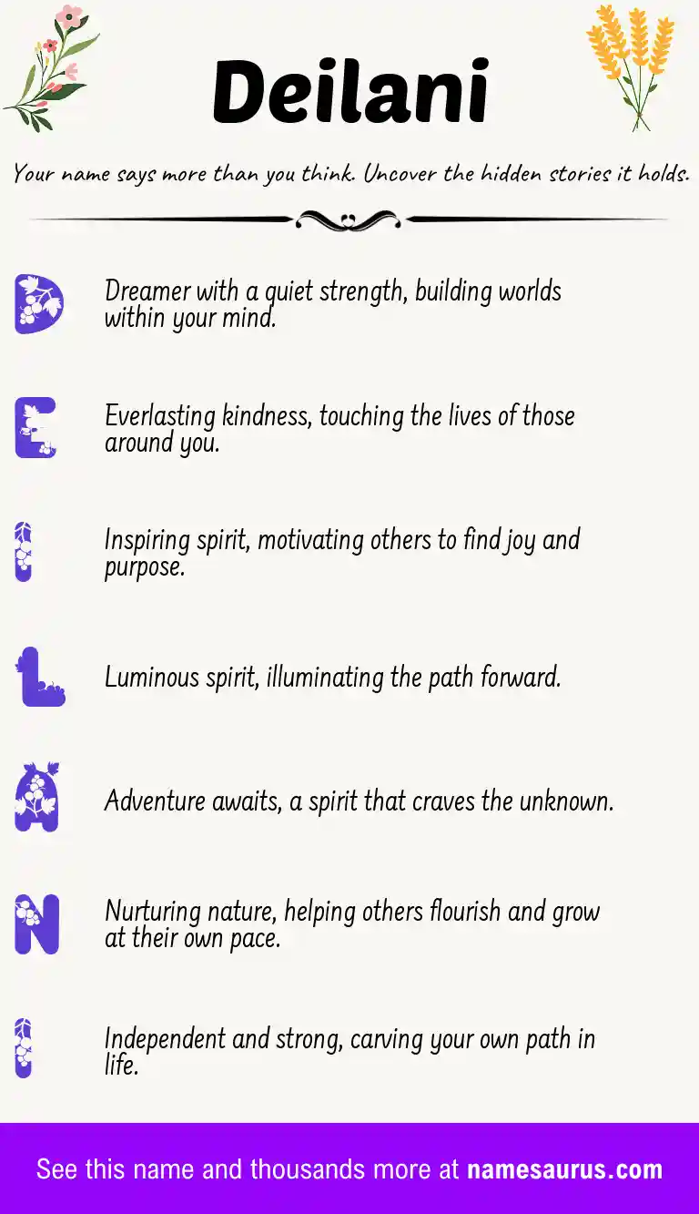 Acrostic poem about Deilani.