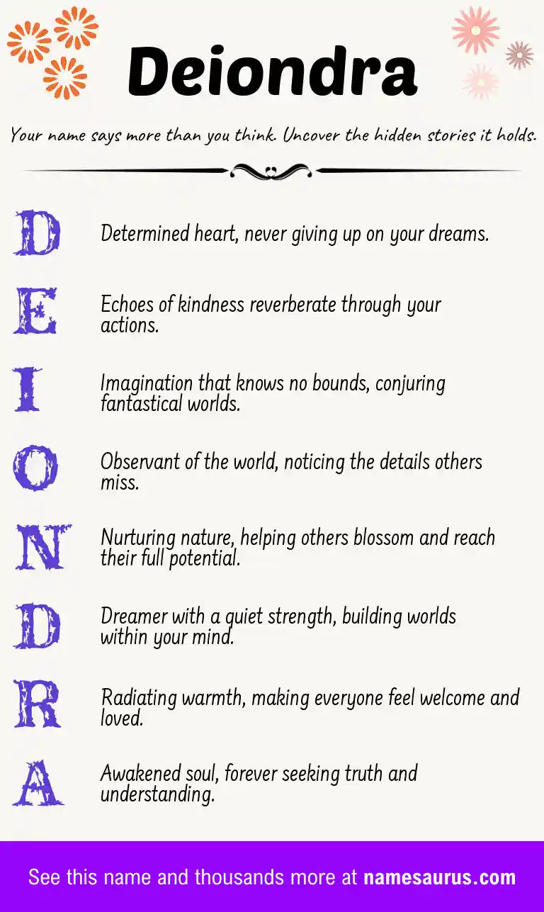 Acrostic poem about Deiondra.