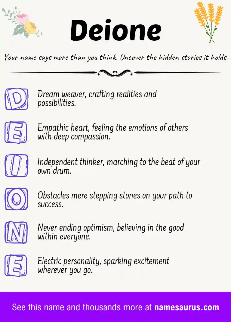 Acrostic poem about Deione.