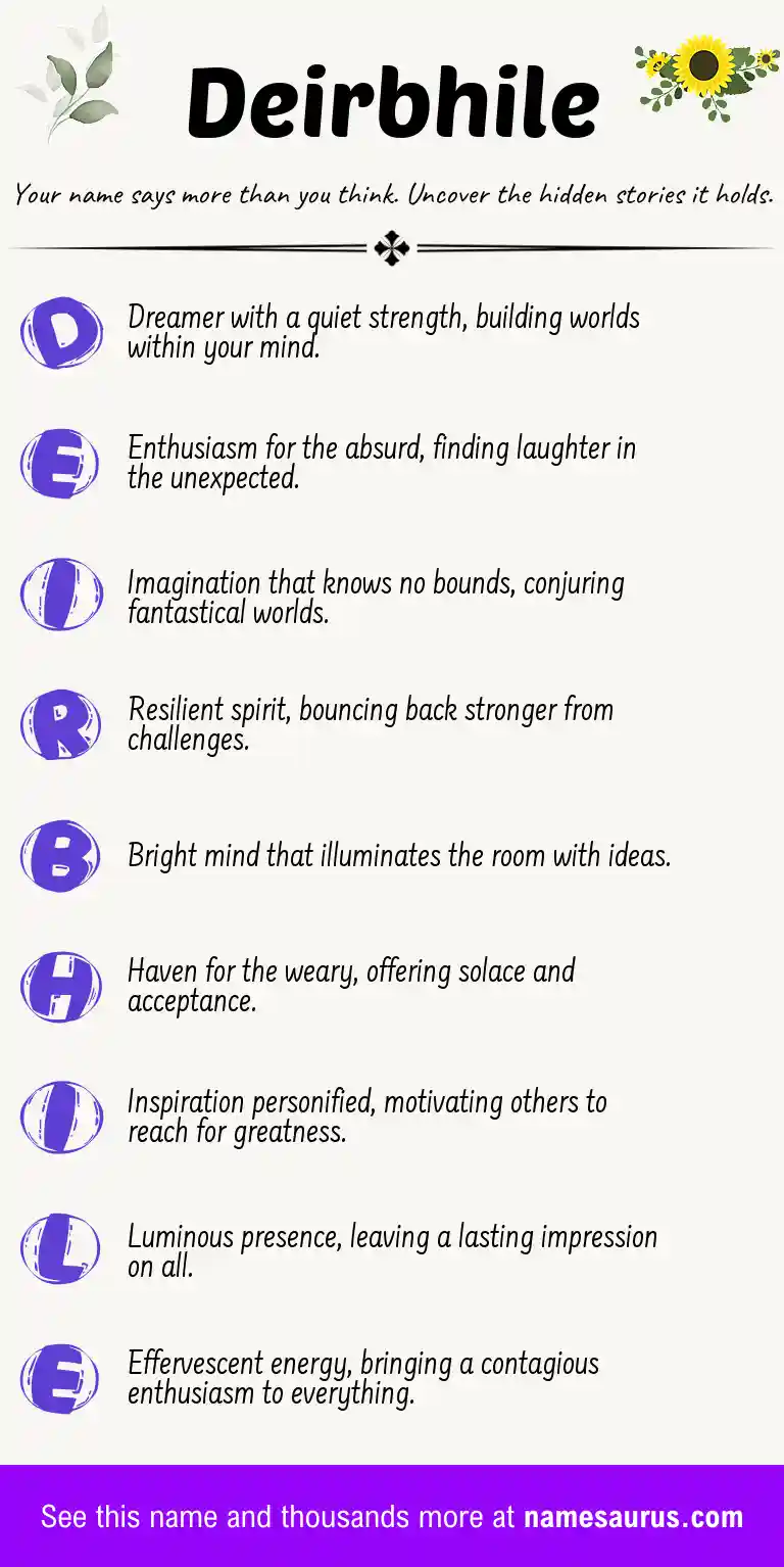 Acrostic poem about Deirbhile.