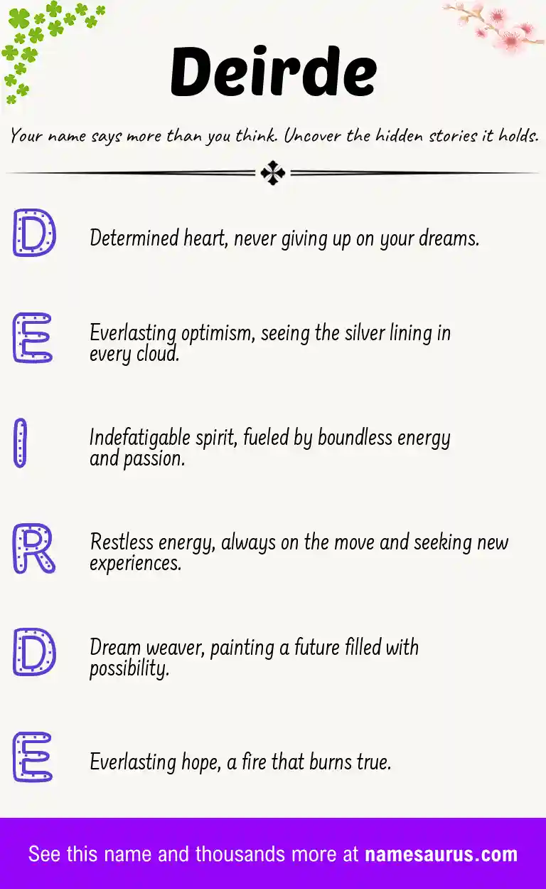 Acrostic poem about Deirde.