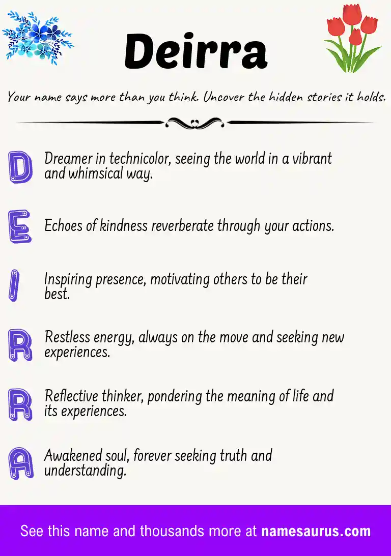 Acrostic poem about Deirra.