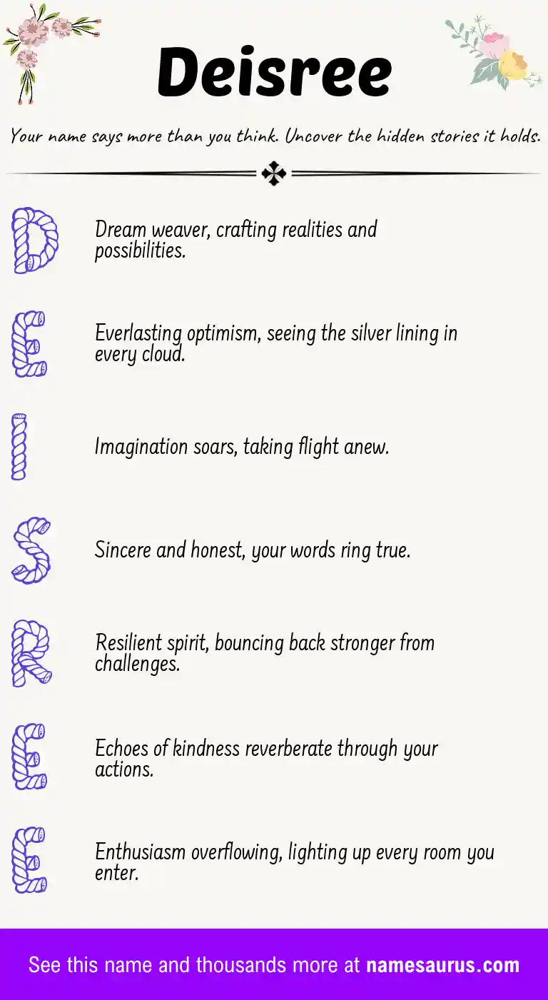 Acrostic poem about Deisree.
