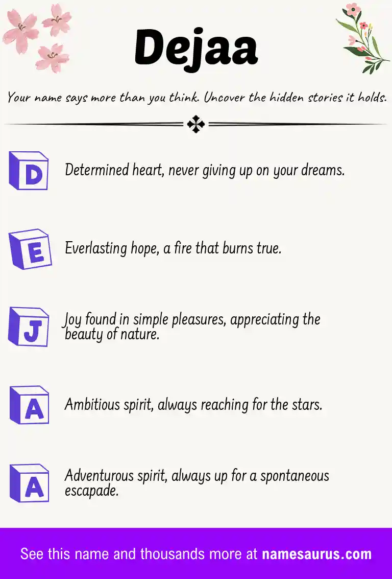 Acrostic poem about Dejaa.