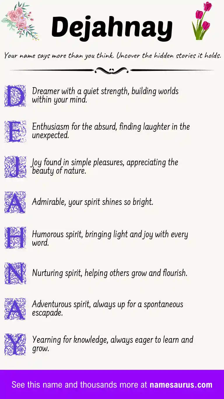 Acrostic poem about Dejahnay.