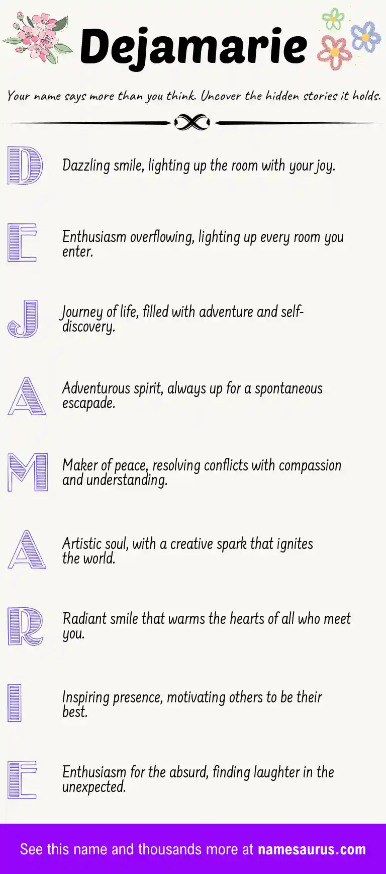 Acrostic poem about Dejamarie.