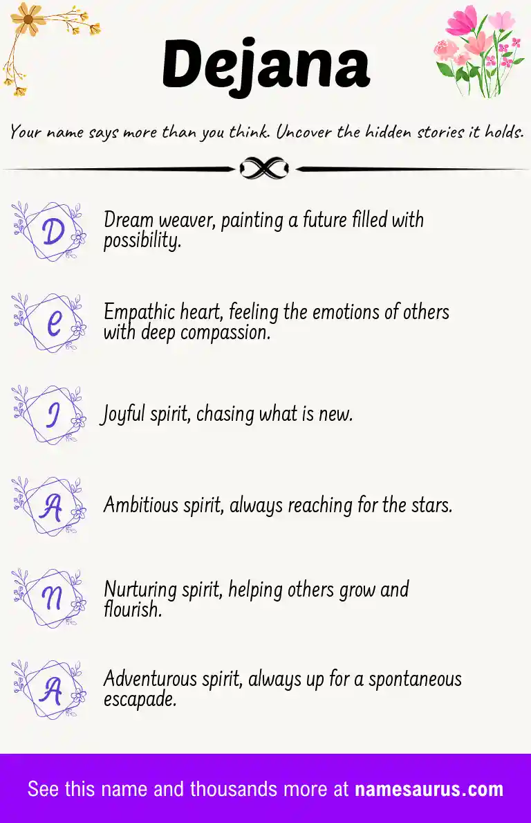 Acrostic poem about Dejana.