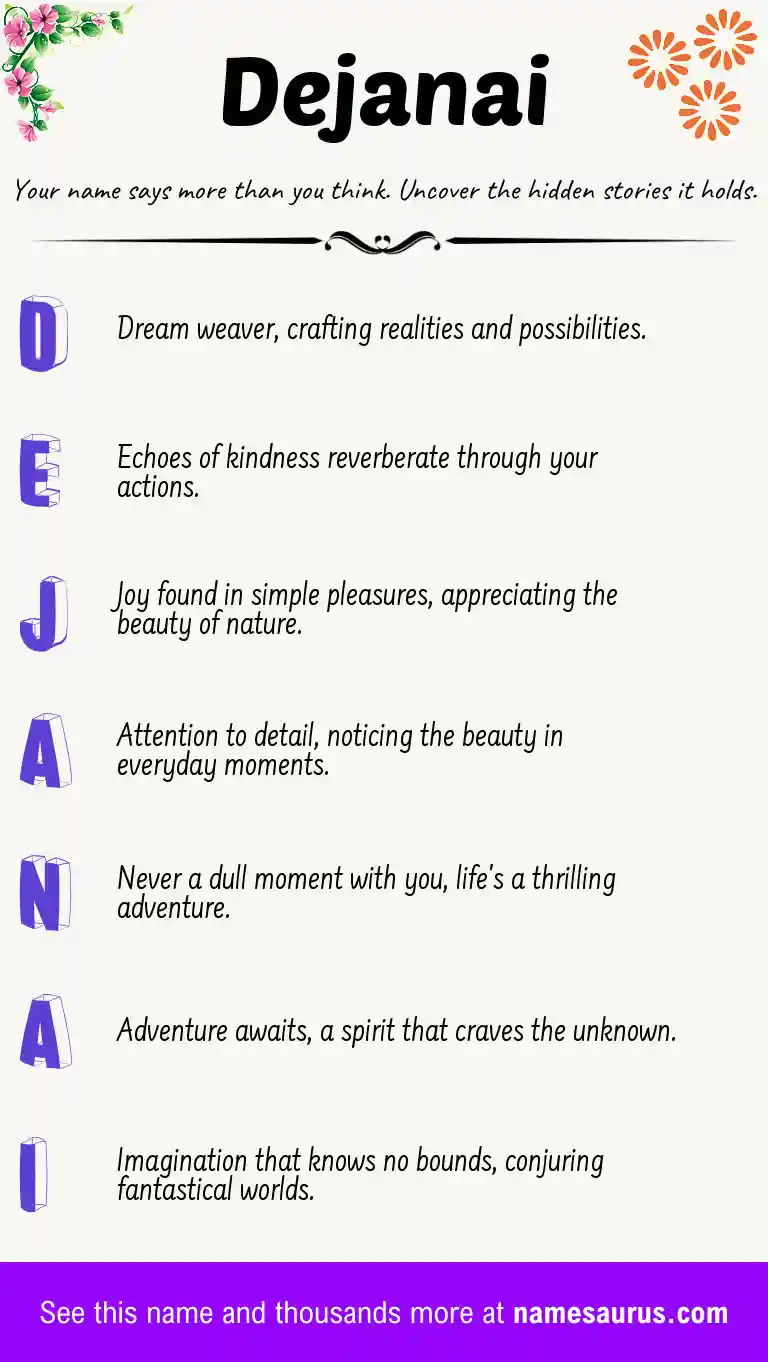 Acrostic poem about Dejanai.