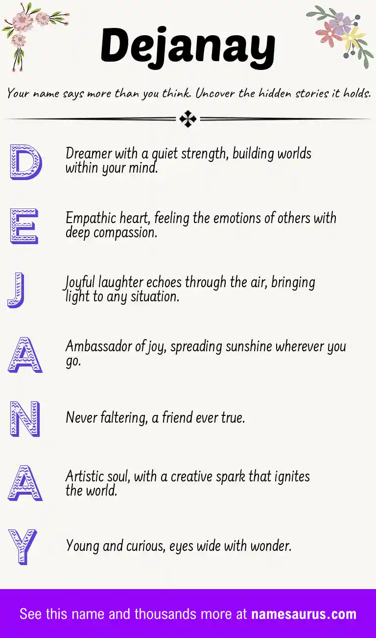 Acrostic poem about Dejanay.