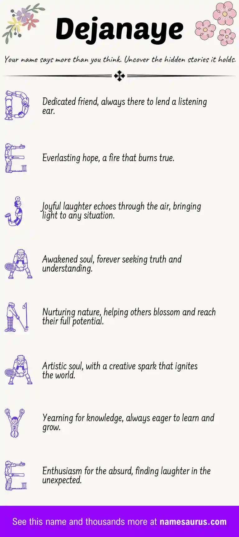 Acrostic poem about Dejanaye.