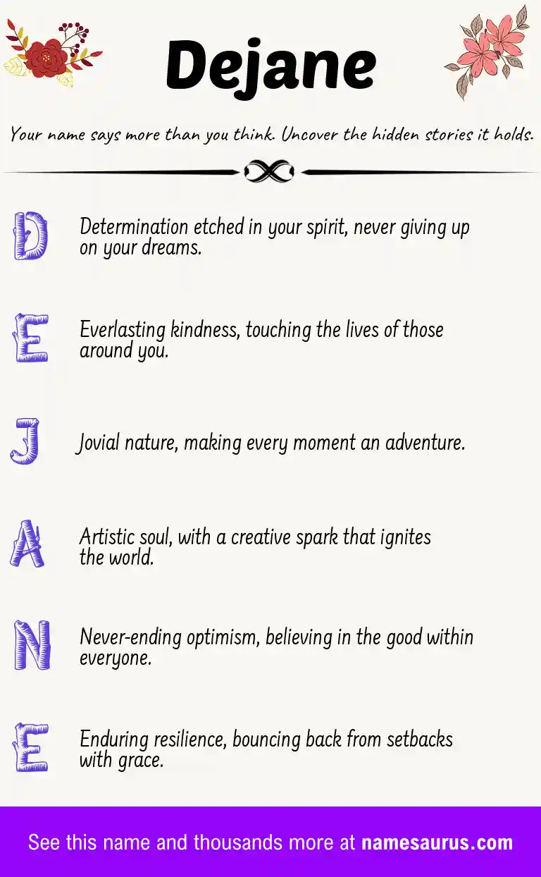 Acrostic poem about Dejane.