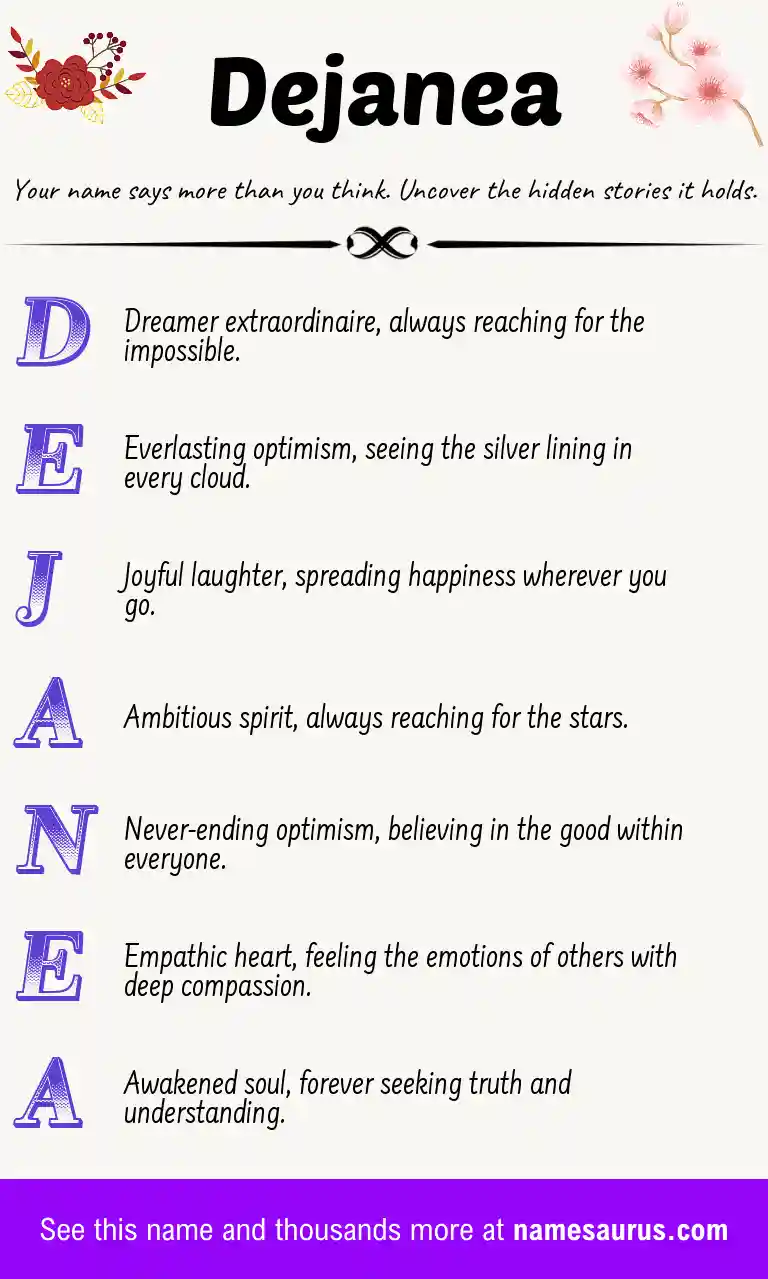 Acrostic poem about Dejanea.