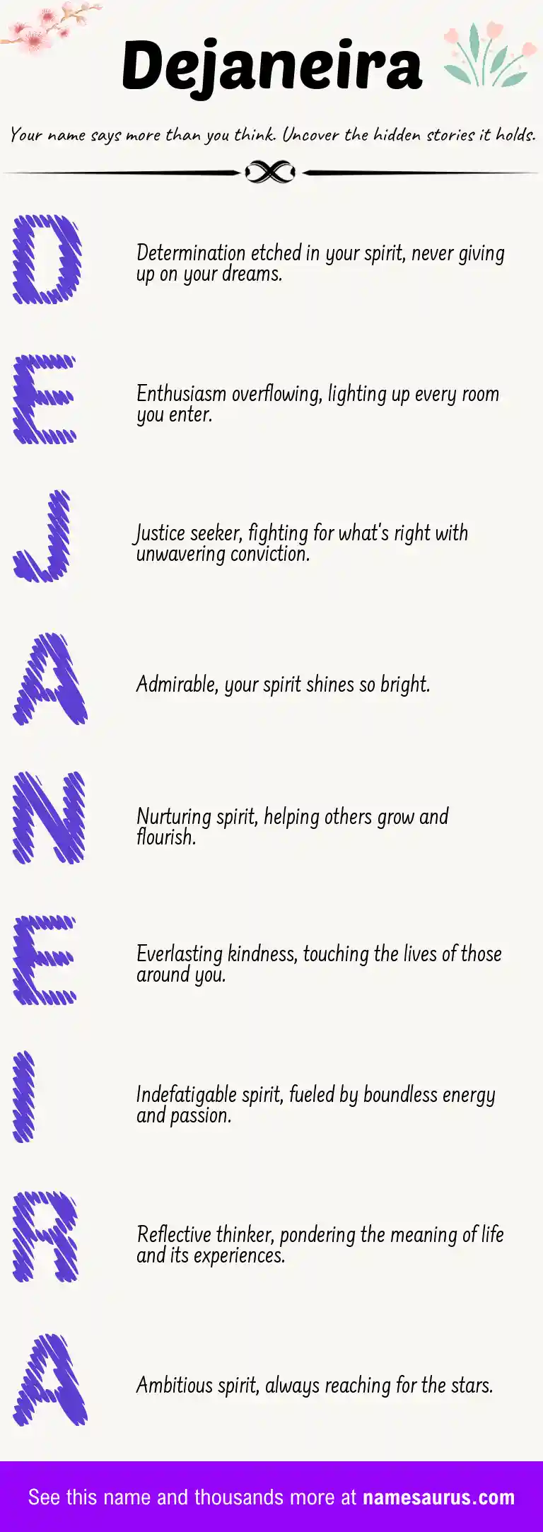 Acrostic poem about Dejaneira.