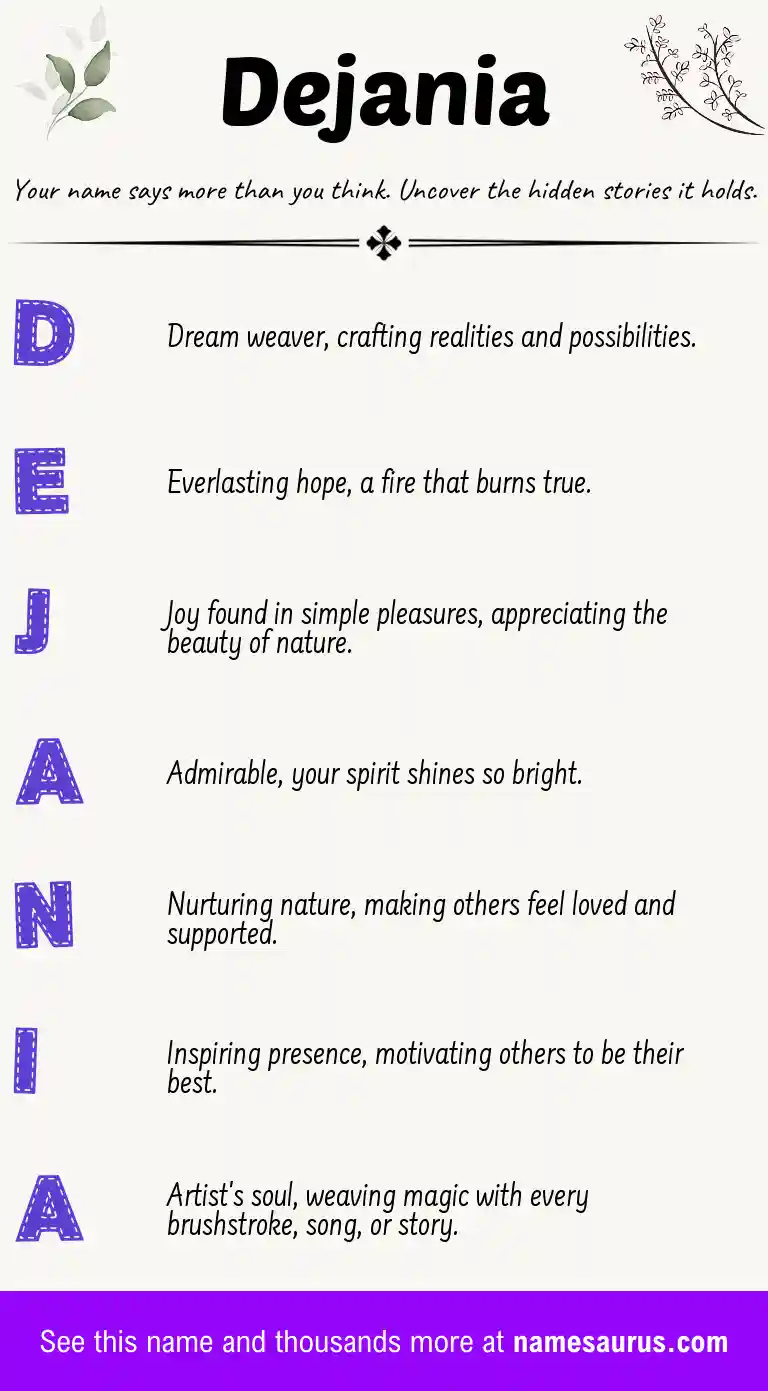Acrostic poem about Dejania.