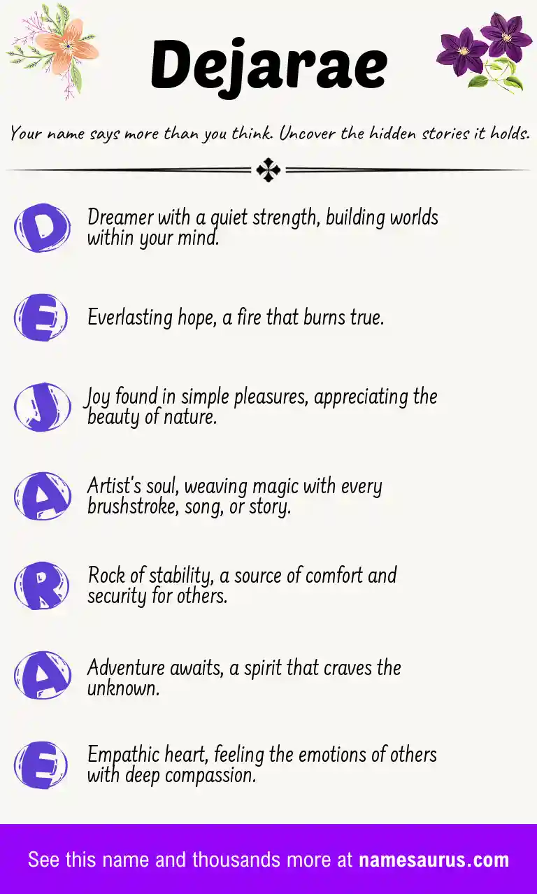 Acrostic poem about Dejarae.