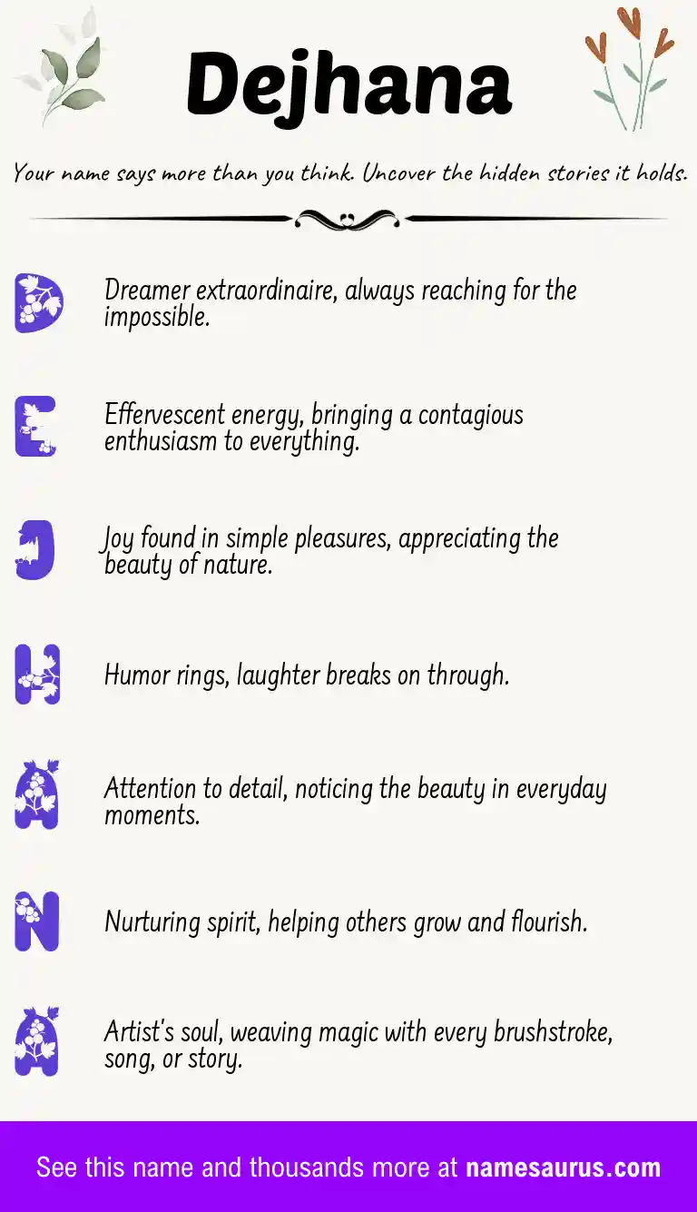 Acrostic poem about Dejhana.