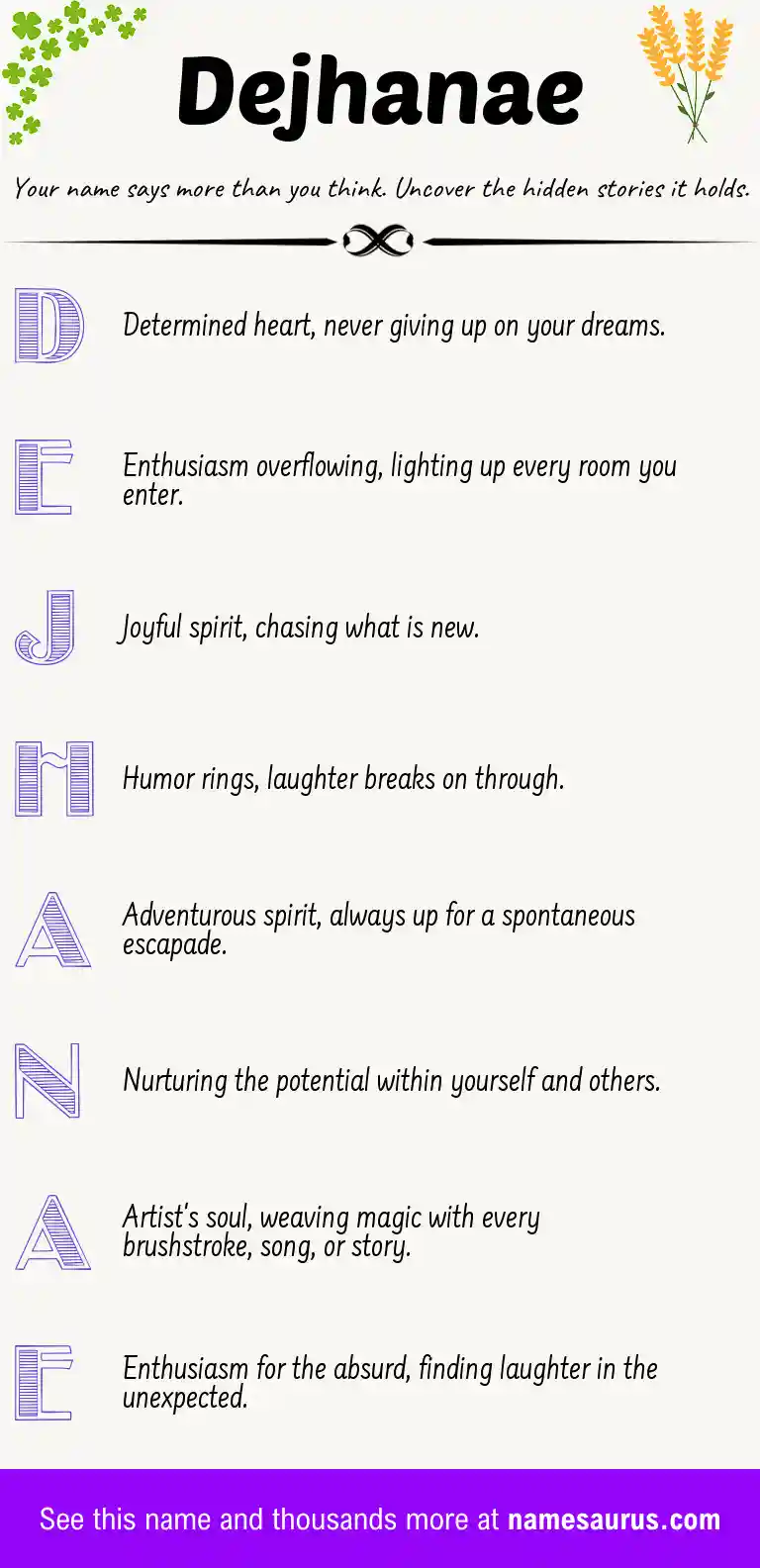 Acrostic poem about Dejhanae.