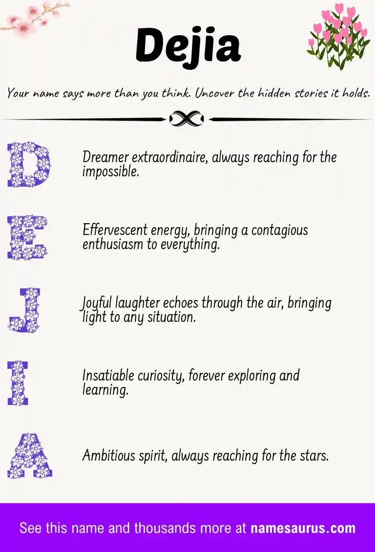 Acrostic poem about Dejia.