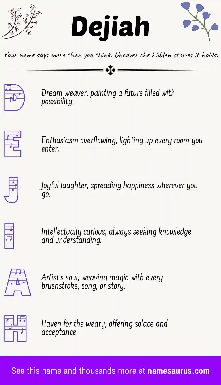 Acrostic poem about Dejiah.