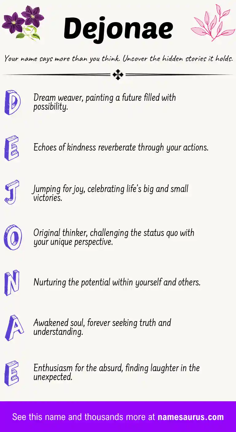 Acrostic poem about Dejonae.